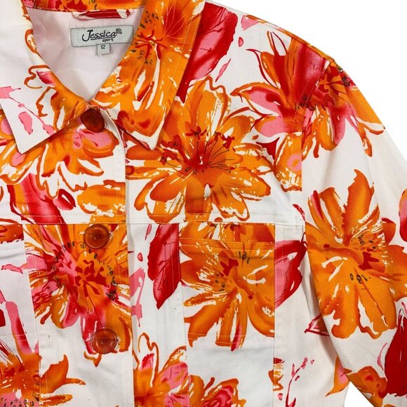 colorful floral print jacket Jessica sport sz 12 - Picture 8 of 16